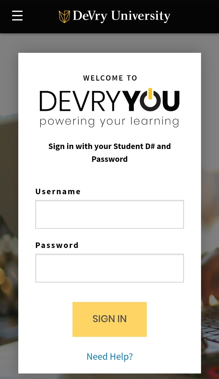 Devry University Student Portal Login